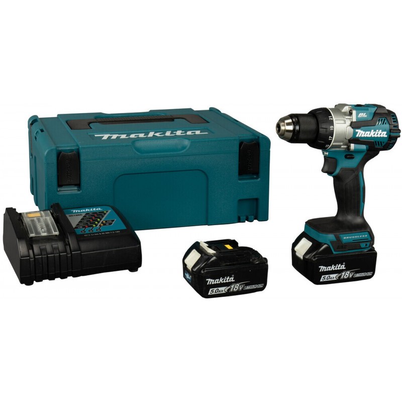 Makita DHP489RTJ Perceuse-visseuse à percussion sur batterie Li-ion LXT (18 V/2x5,0 Ah) Makpac