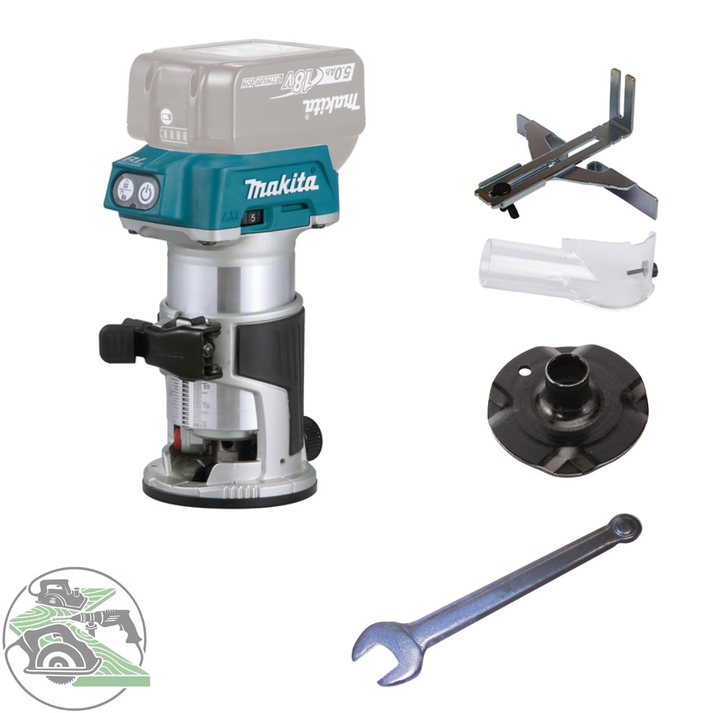 Makita DRT50Z Fraiseuse multifonction sans fil LXT 18V, course 0 - 40 mm, avec module de fraisage d'arêtes