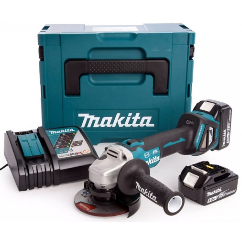 Makita DGA513RTJ Meuleuse d'angle 125 mm Li-ion (2x5,0Ah/18V) Makpac