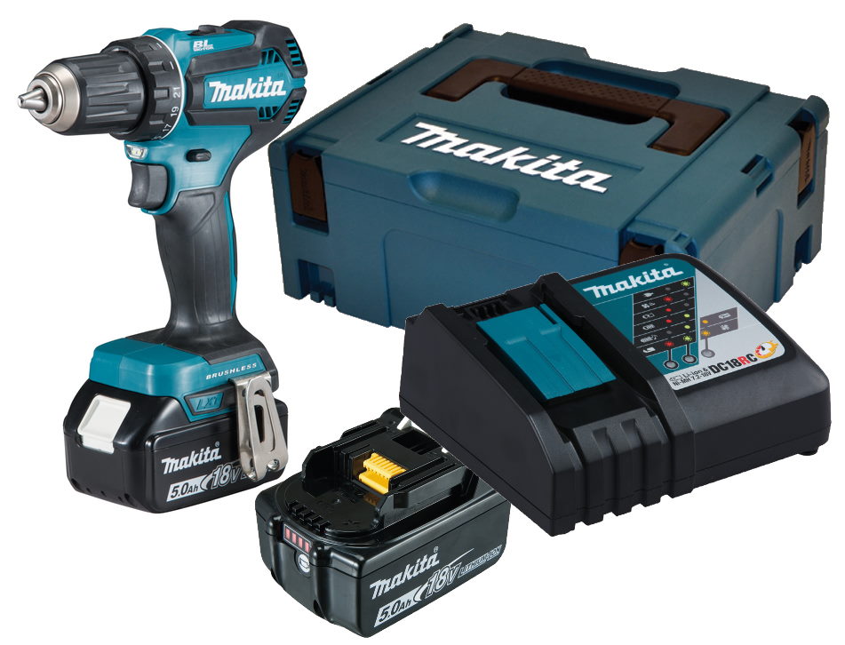 Makita DDF485RTJ Perceuse-visseuse sur batterie Li-ion LXT (2x5,0Ah/18V) avec coffret Makpac