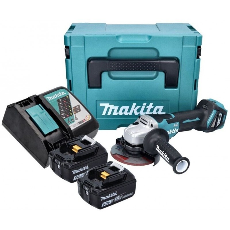Makita DGA515RTJ Meuleuse d'angle sans fil 125 mm Li-ion (18V/2x 5,0 Ah) MAKPAC