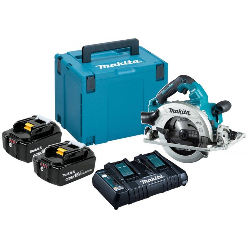 Makita DHS783T2JU Scie circulaire à batterie avec AWS 190mm Li-ion LXT (2x18V/5,0Ah) + MAKPAC