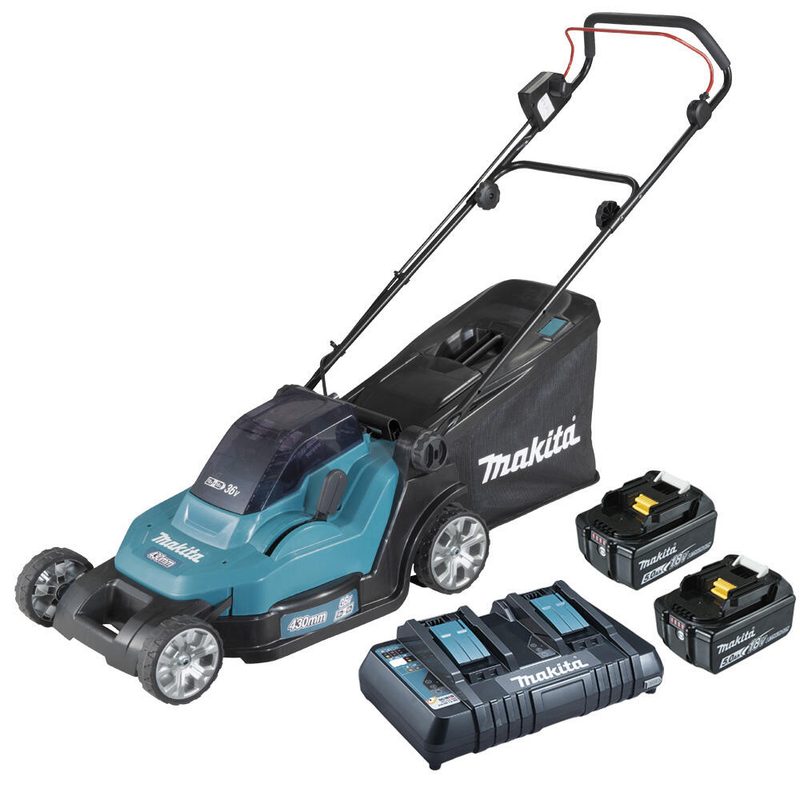 Tondeuse à gazon sans fil Makita DLM432PT2 18,0 V pour surfaces jusqu'à 575 m², avec 2 batteries