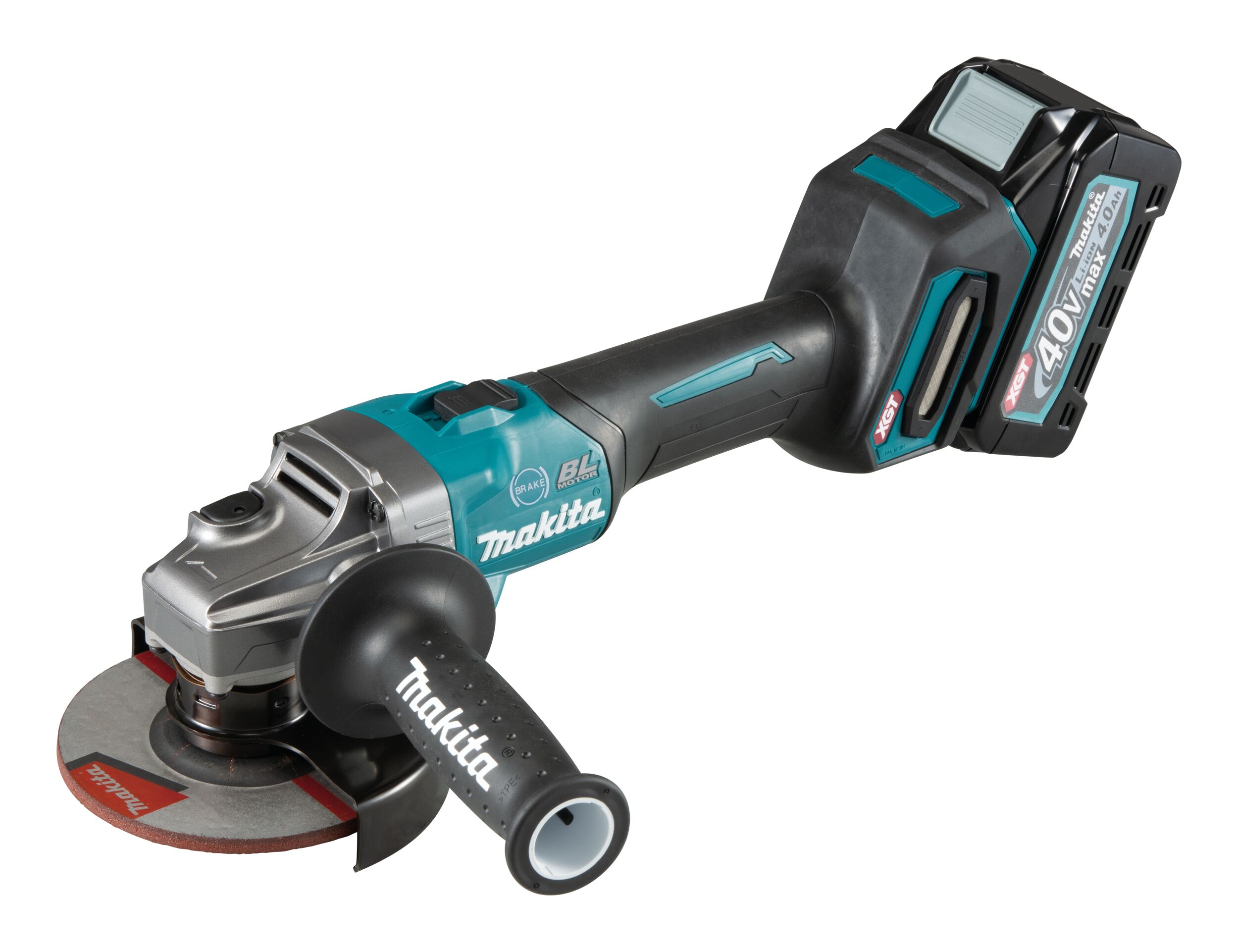 Makita GA005GM201 Meuleuse d'angle sur batterie 125 mm Li-ion XGT (2x4,0Ah/40V) Makpac 4