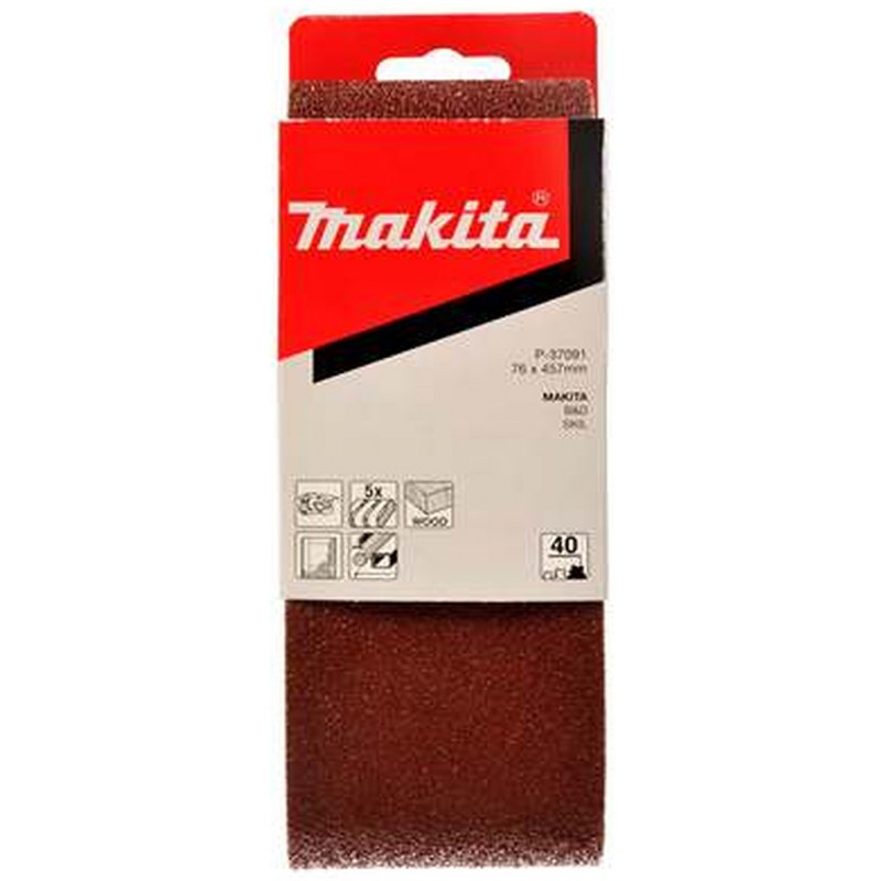 Bande de ponçage Makita 76x457 K60 P-37100, 5 pièces — lot de 5 pièces