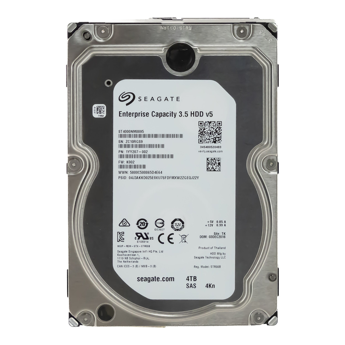 SEAGATE ENTERPRISE CAPACITY 3.5 HDD v5 4 To 7,2K 128 Mo 4Kn SAS-3 3,5'' ST4000NM0095