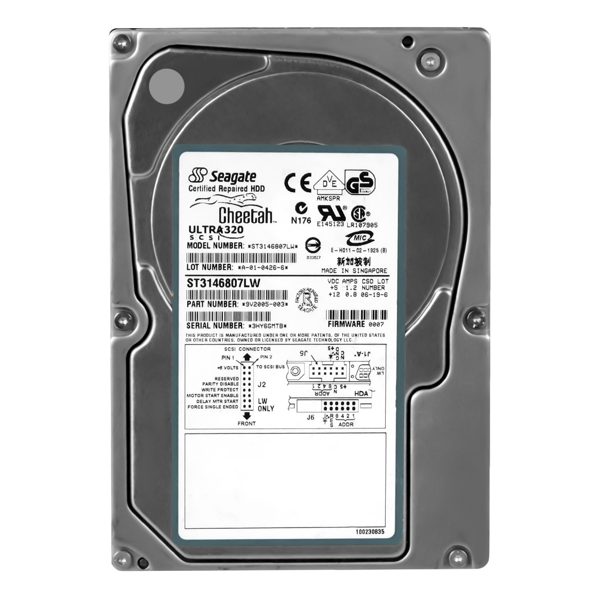 SEAGATE CHEETAH 10K.6 146 Go 10K 8 Mo SCSI 3,5'' ST3146807LW