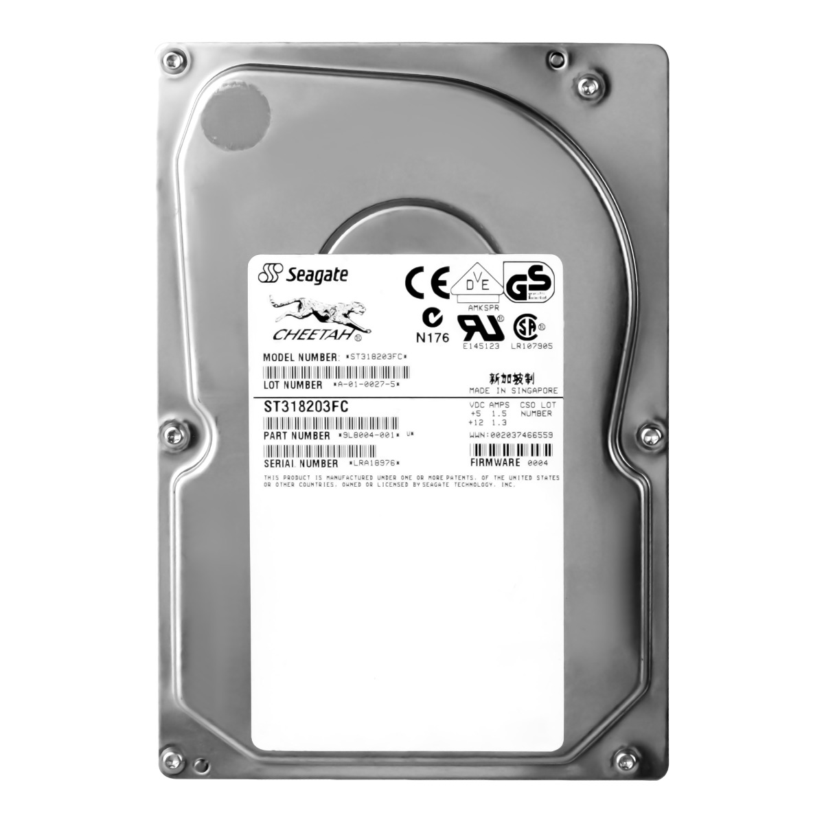 SEAGATE CHEETAH 18LP 18 Go 10K 4 Mo FC 3,5'' ST318203FC