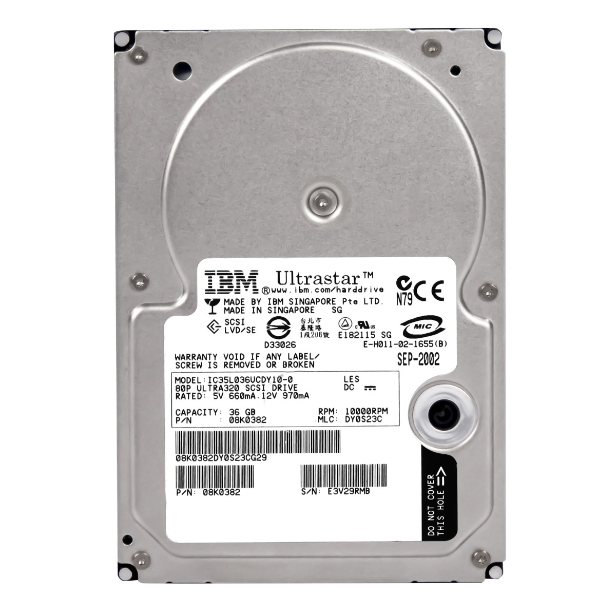 IBM 08K0382 36 Go 10K SCSI U320 3,5'' IC35L036UCDY10-0