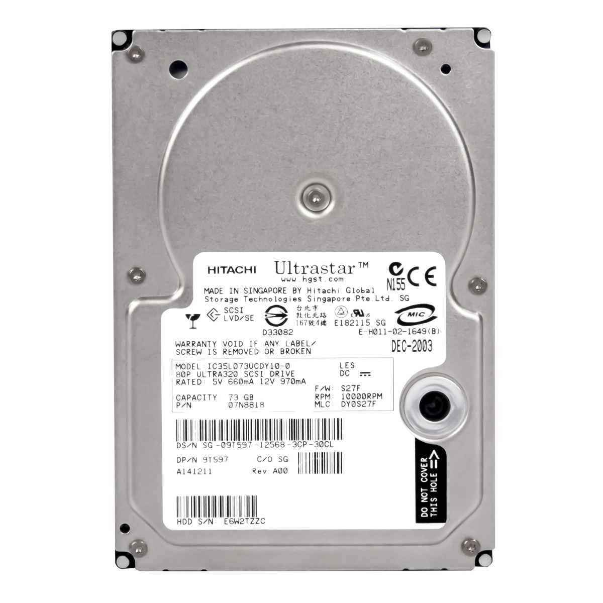 DELL 09T597 73GB 10K SCSI U320 3.5'' IC35L073UCDY10-0