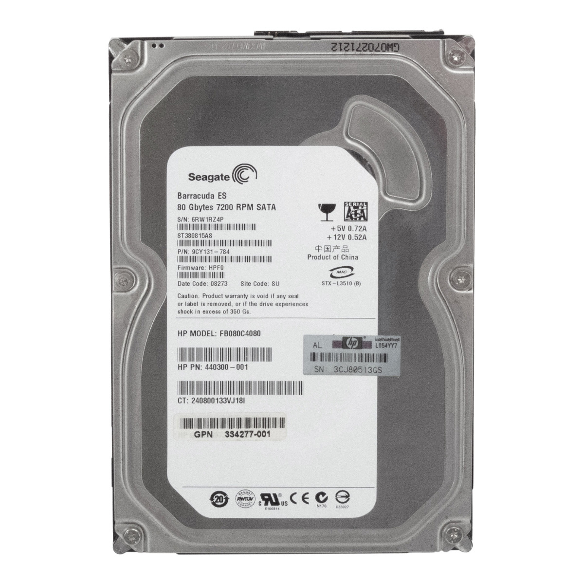 HP 440300-001 80 Go 7,2K 8 Mo SATA II 3,5'' FB080C4080