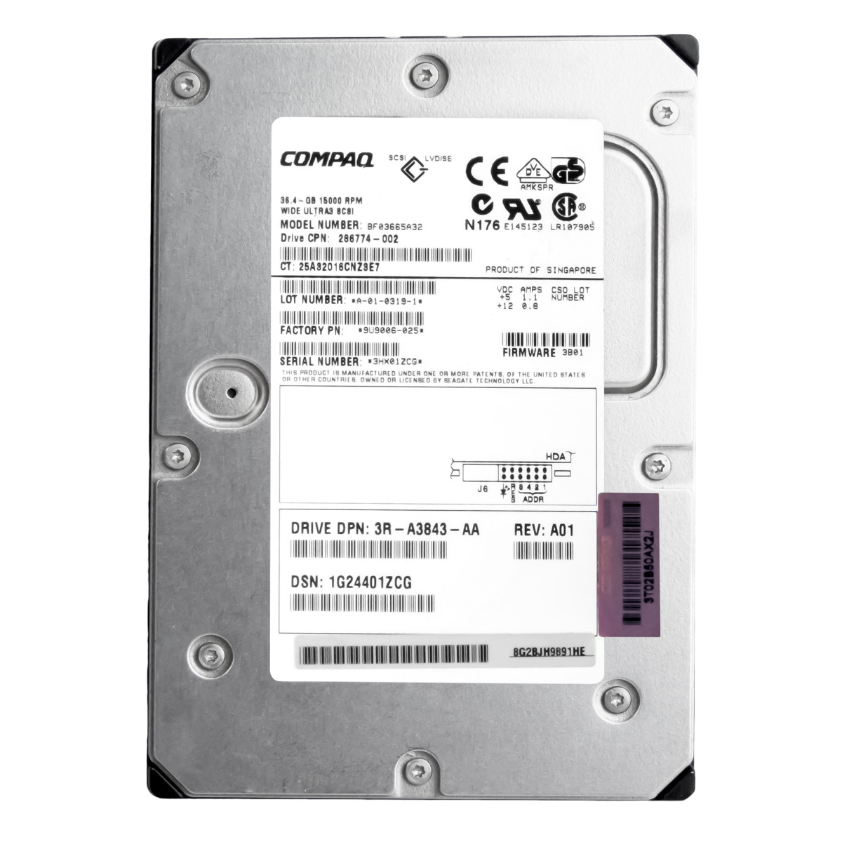 COMPAQ 286774-002 36,4 Go 15 000 tr/min SCSI Ultra3 3,5'' BF03665A32