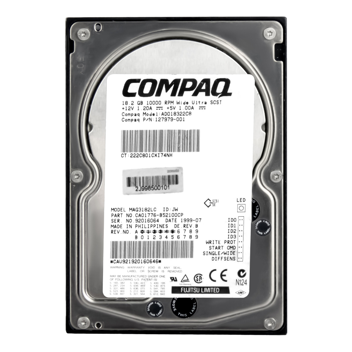 COMPAQ 127979-001 18,2 Go 10 000 tr/min 2 Mo SCSI Ultra2 3,5'' AD018322C8
