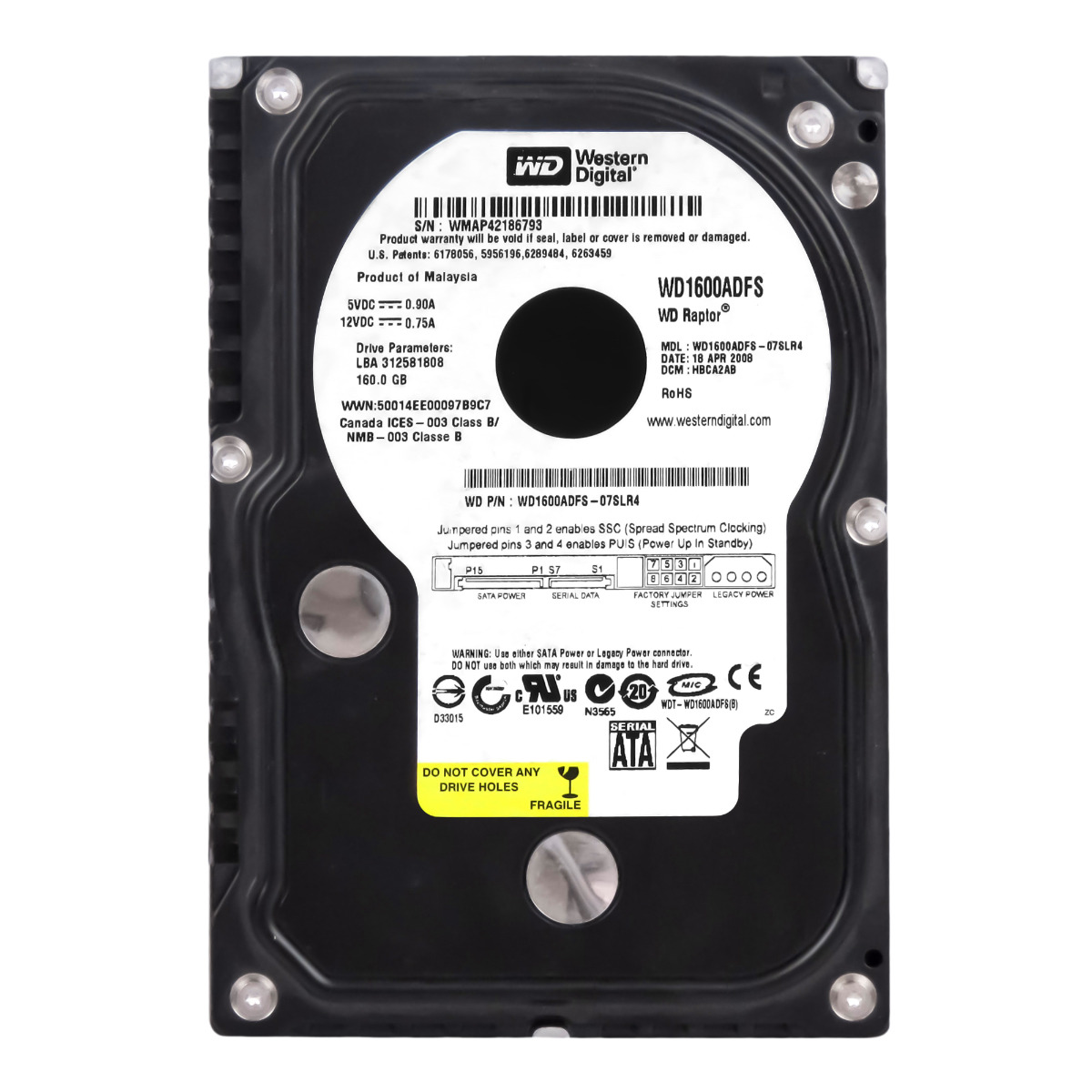 WD RAPTOR 160 Go 10K 16 Mo SATA II 3,5'' WD1600ADFS