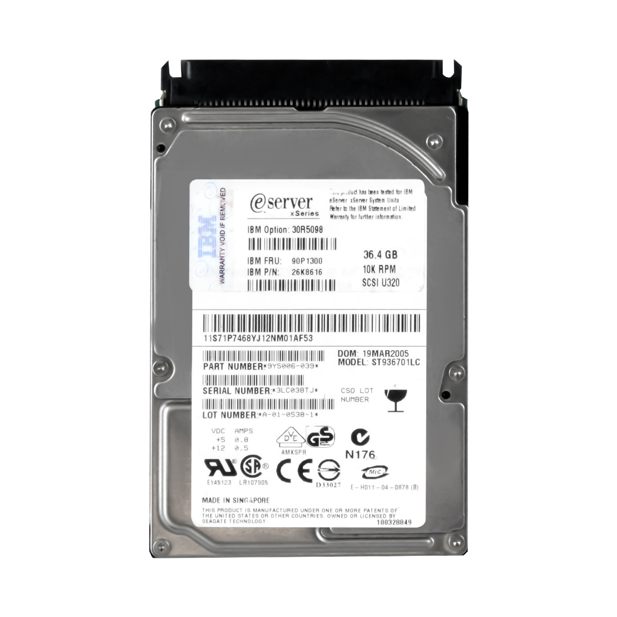 IBM 90P1300 26K8616 36,4 Go 10K 8 Mo SCSI U320 2,5'' ST936701LC