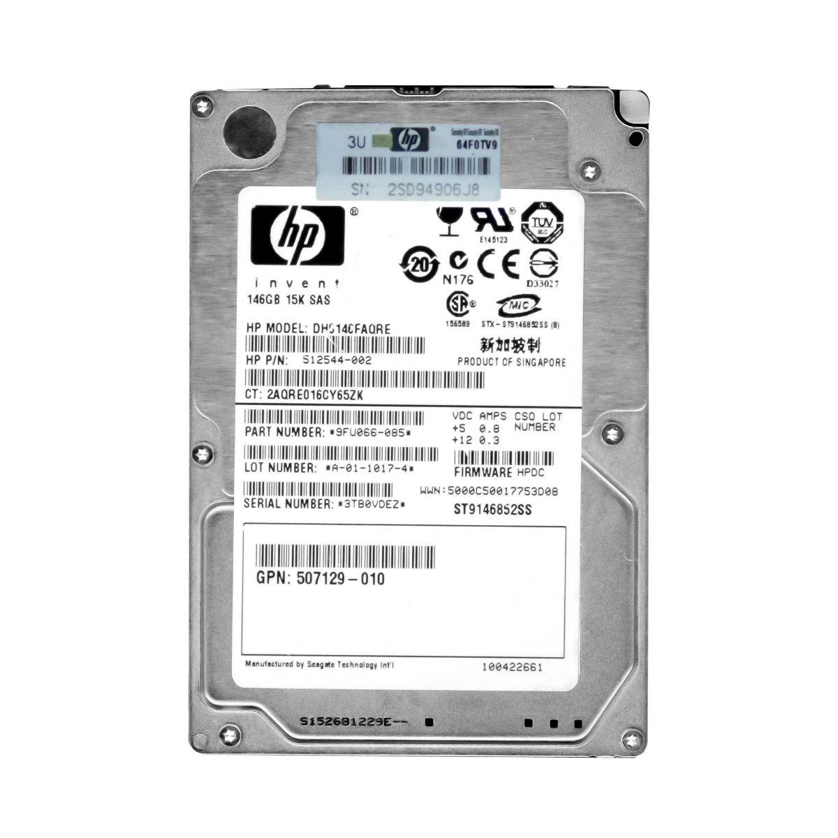 HP 512544-002 146 Go 15K 16 Mo SAS-2 2,5'' DH0146FAQRE