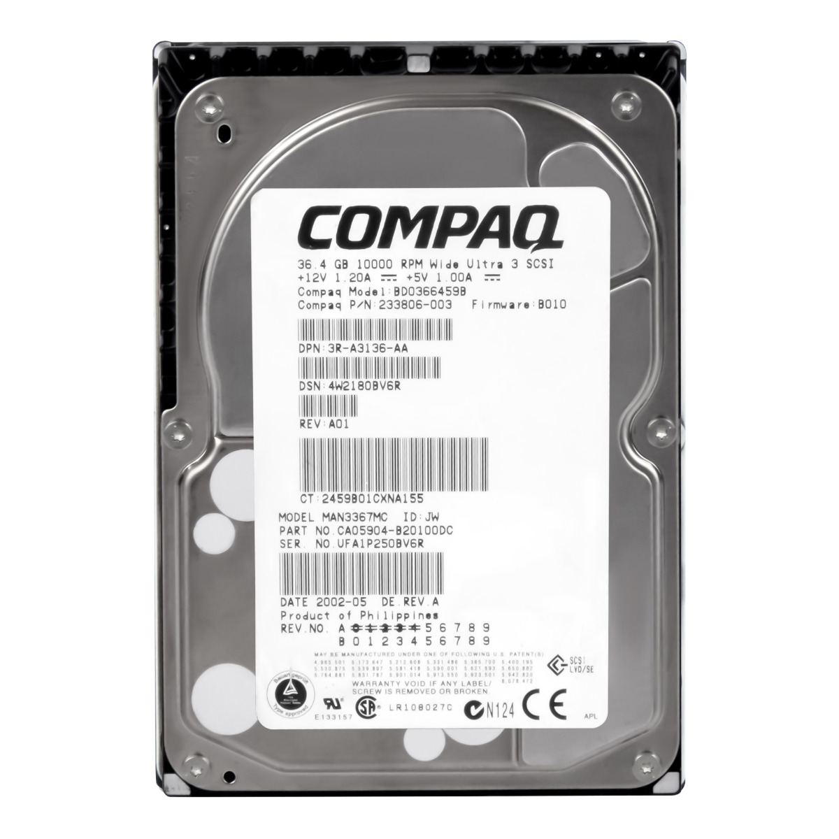 COMPAQ 233806-003 36,4 Go 10 000 tr/min 8 Mo SCSI U160 3,5'' BD0366459B