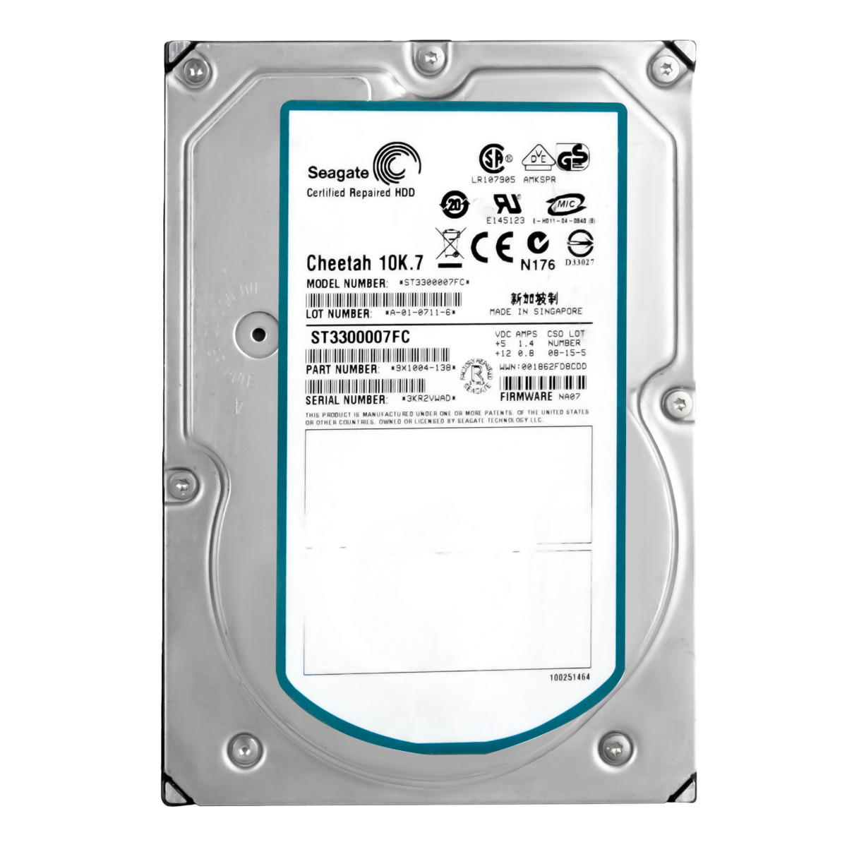 SEAGATE CHEETAH 10K.7 300 Go FC 10 000 tr/min 8 Mo 3,5'' ST3300007FC (Reconditionné)