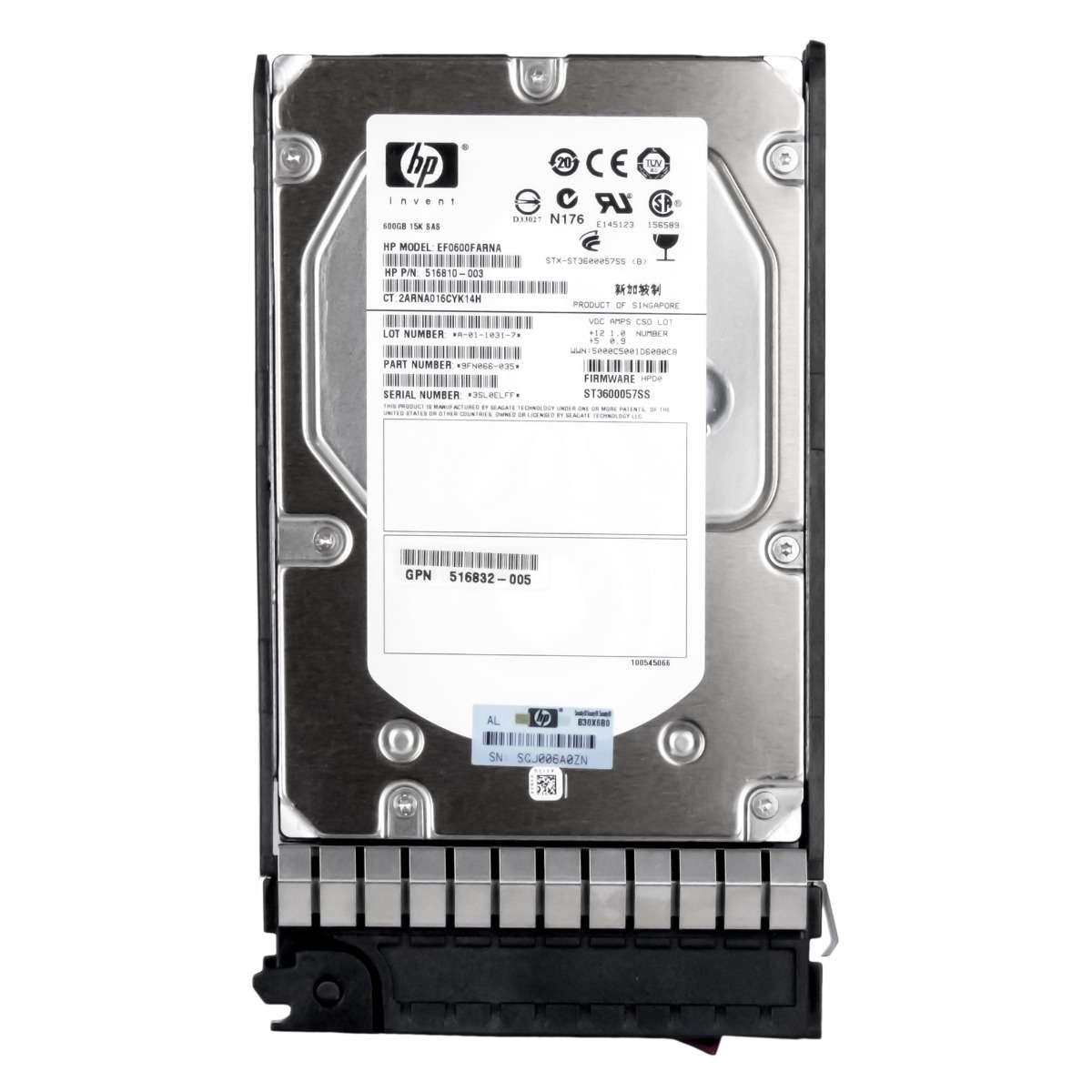 HP 516810-003 517354-001 600GB 15K 16MB SAS-2 3.5'' EF0600FARNA
