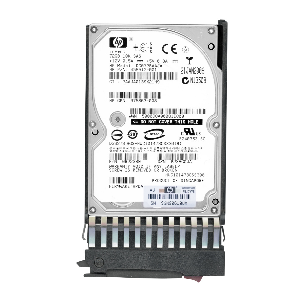 HP 459512-001 72GB 10K 8MB SAS 2.5'' DG072BAAJA