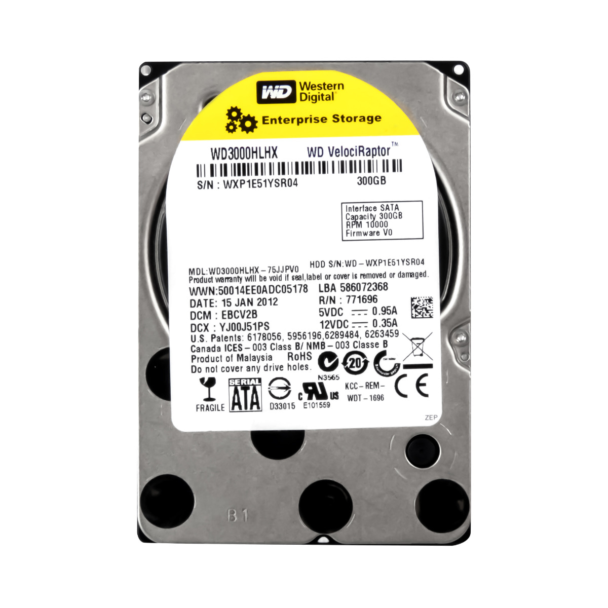 Disque dur WD VelociRaptor 300 Go 10 000 tr/min 32 Mo SATA III 2,5" WD3000HLHX