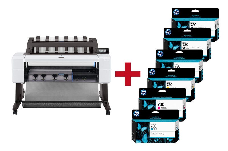 HP DesignJet T1600dr PostScript Traceur grand format inclus un jeu d'encres HP supplémentaire 730