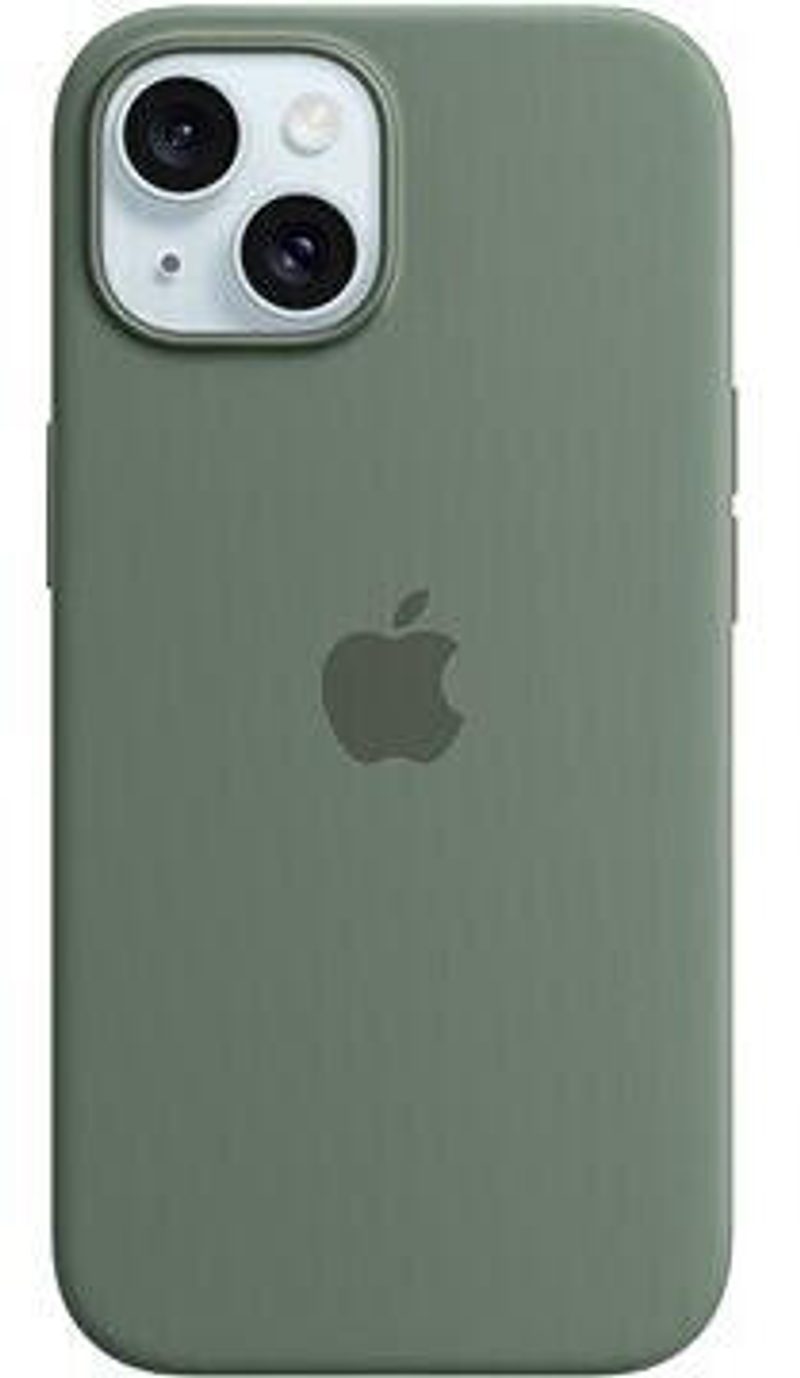 Coque en silicone Apple avec MagSafe pour Apple iPhone 15 Plus, Cyprès