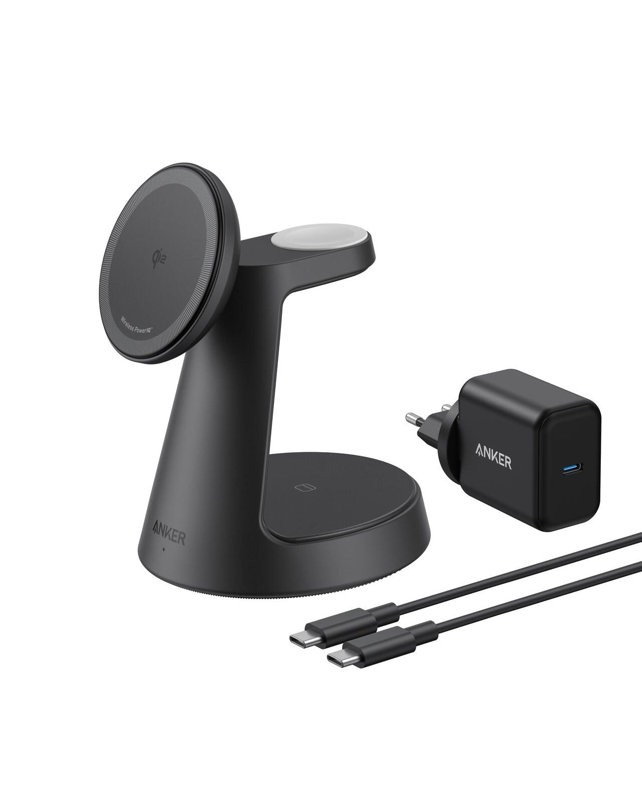 Anker MagGo 15W 3-en-1 station de charge sans fil USB-C, noire