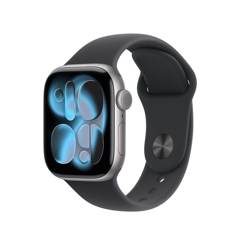 Apple Watch Series 11 Aluminium (GPS + Cellular) 42 mm Gris Espace Bracelet Sport Noir S/M
