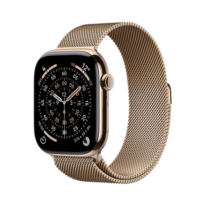 Montre connectée Apple Watch Series 11 en titane or (GPS + Cellular) 46 mm, bracelet Milanais or S/M