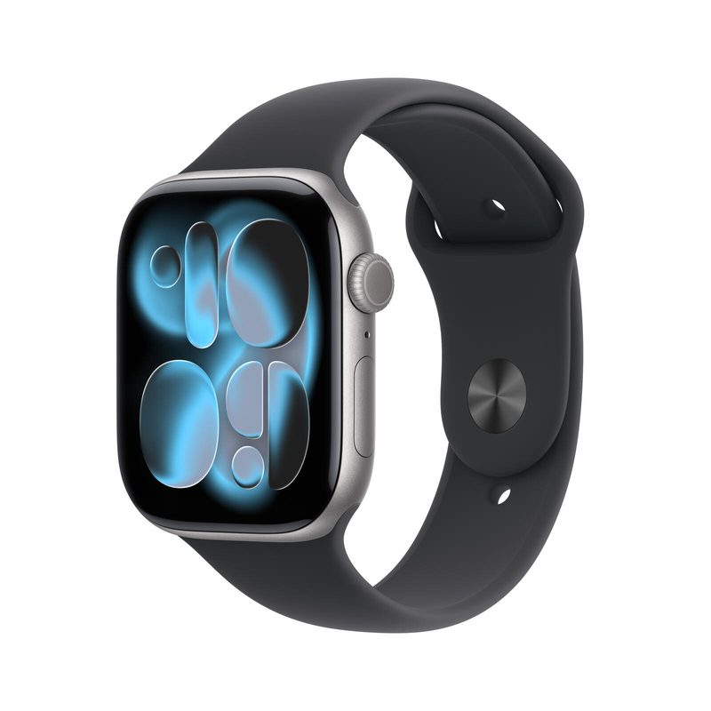Apple Watch Series 11 en aluminium (GPS + Cellular) 46 mm Gris espace bracelet Sport noir S/M