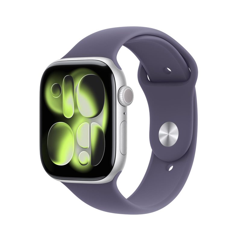 Apple Watch Series 11 Aluminium (GPS + Cellular) 46 mm Argent Bracelet Sport Violet Brume M/L
