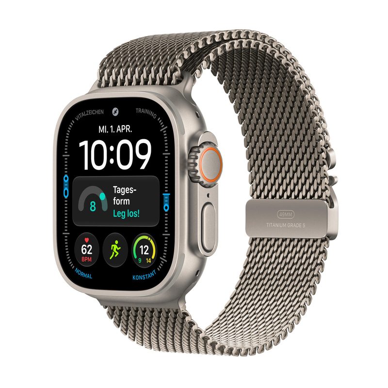 Apple Watch Ultra 4 Titane Naturel (GPS + Cellular) 49 mm Bracelet Milanais Titane Naturel
