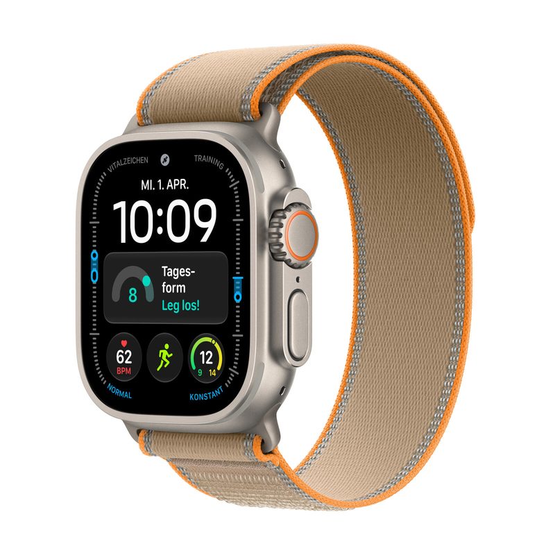 Apple Watch Ultra 4 Titane Naturel (GPS + Cellular) 49 mm Trail Armband Sand S/M