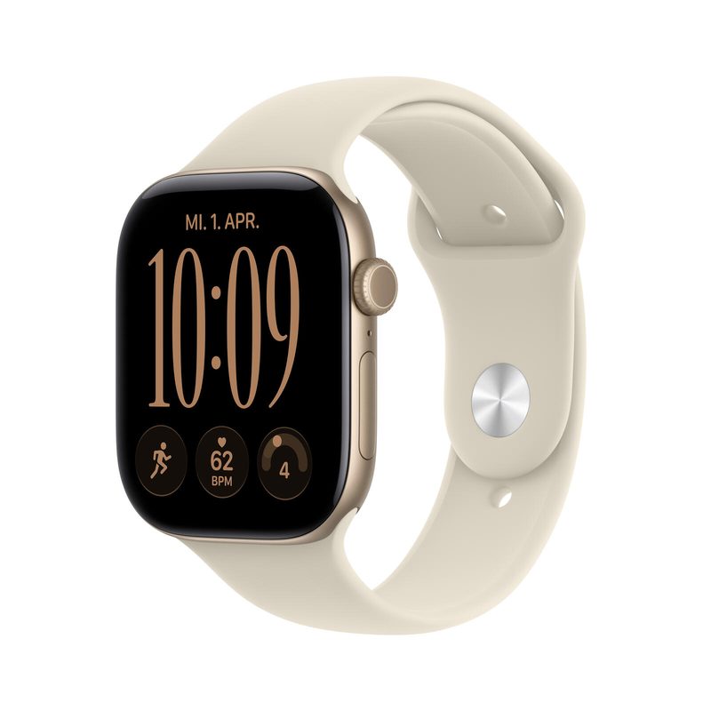 Apple Watch Series 12 Aluminium (GPS) 46 mm Or rose bracelet Sport Sable M/L
