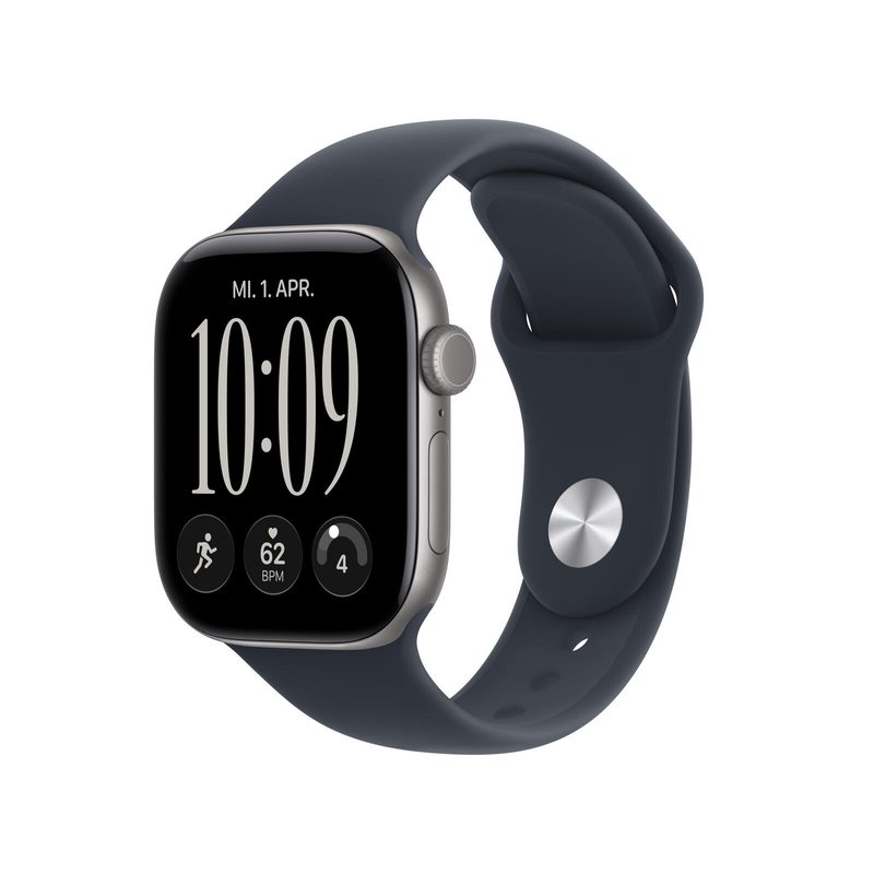 Apple Watch Series 12 Aluminium (GPS + Cellular) 42 mm Gris Espace bracelet Sport Bleu marine S/M