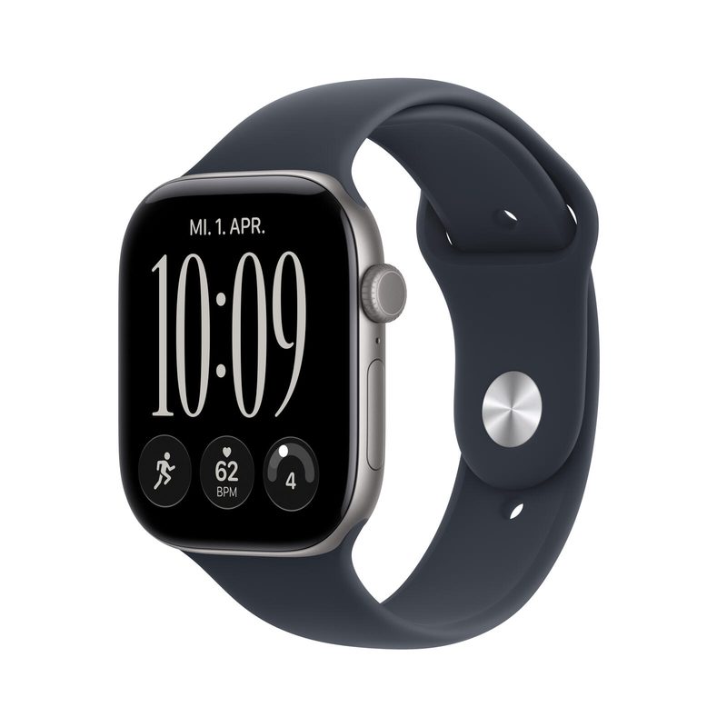 Apple Watch Series 12 Aluminium (GPS + Cellular) 46 mm Gris Espace Bracelet Sport Bleu Marine S/M