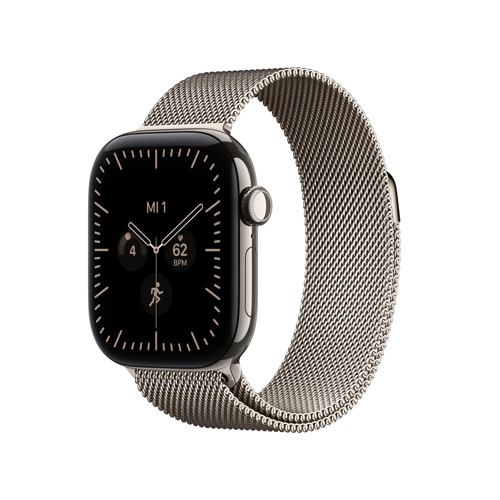 Apple Watch Series 12 Titane (GPS + Cellular) 42 mm - Boîtier naturel - Bracelet Milanais naturel