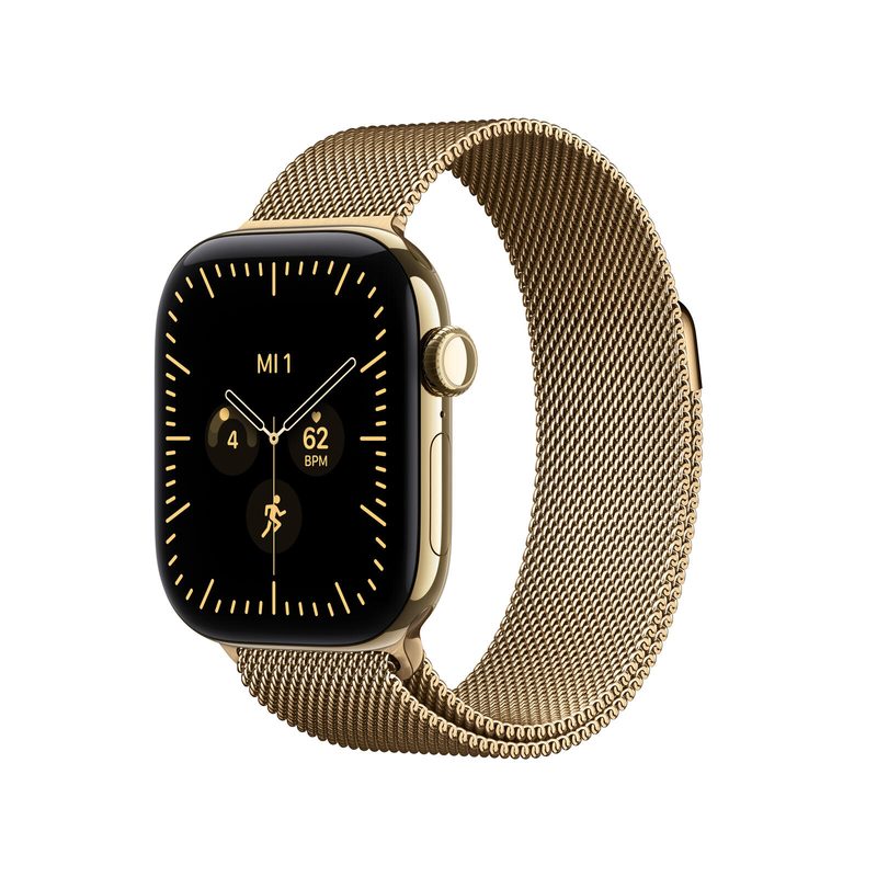 Apple Watch Series 12 Titane (GPS + Cellular) 42 mm Or brillant Bracelet Milanais Or brillant