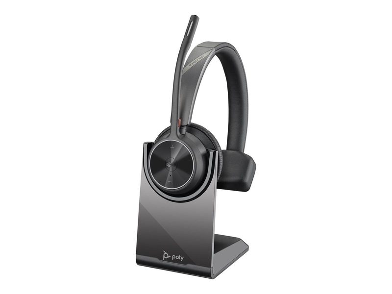 Poly Voyager 4300 UC Series 4310 Casque mono On-Ear USB-A, Bluetooth, sans fil, avec station de charge, certifié MS Teams