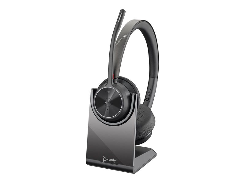 Poly Voyager 4300 UC Series 4320 Casque stéréo On-Ear USB-A, Bluetooth, sans fil, avec station de charge, certifié Zoom