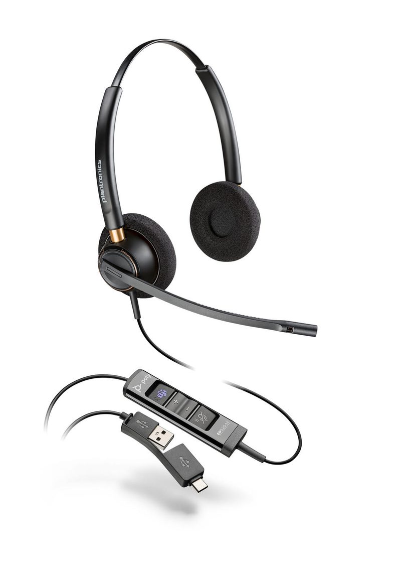 Poly EncorePro 525-M Casque stéréo On-Ear USB-C/USB, filaire, certifié pour Microsoft Teams