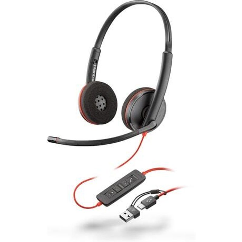 Casque stéréo Poly Blackwire 3220 USB-C avec casque USB-C/A et connecteur 3,5 mm