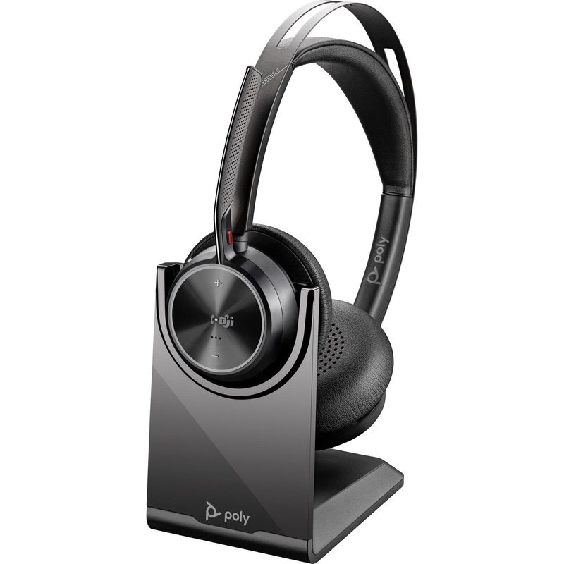 Casque stéréo Poly Voyager Focus 2 USB-C avec adaptateur USB-C/A, station de charge et certifié Microsoft Teams