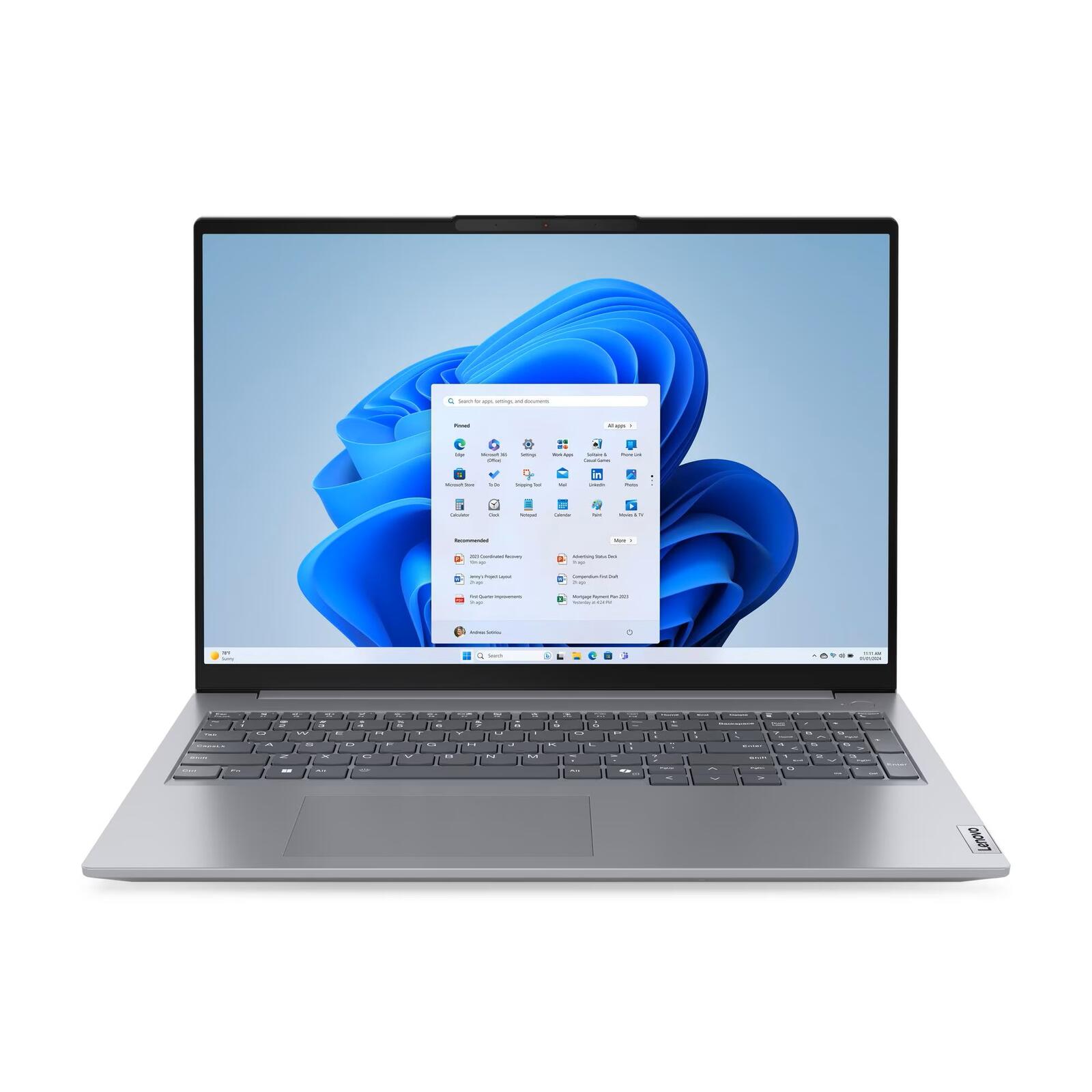 Ordinateur portable Lenovo ThinkBook 16 Gen 7 ARP AMD Ryzen™ 5 7535HS 40,6 cm (16") 32 Go RAM, 512 Go SSD, WUXGA, AMD Radeon™ 660M, Win11 Pro