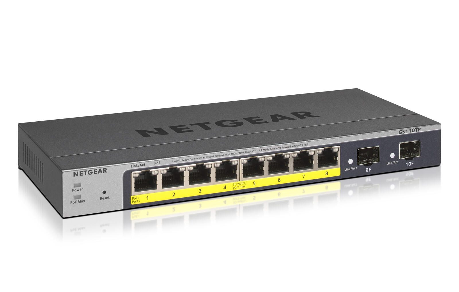 Switch Ethernet géré intelligent NETGEAR GS110TP-300EUS, 8 ports Gigabit avec PoE