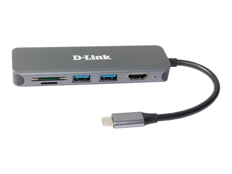Hub USB-C 6-en-1 D-Link DUB-2327 avec HDMI/Lecteur de cartes/Chargeur USB-C