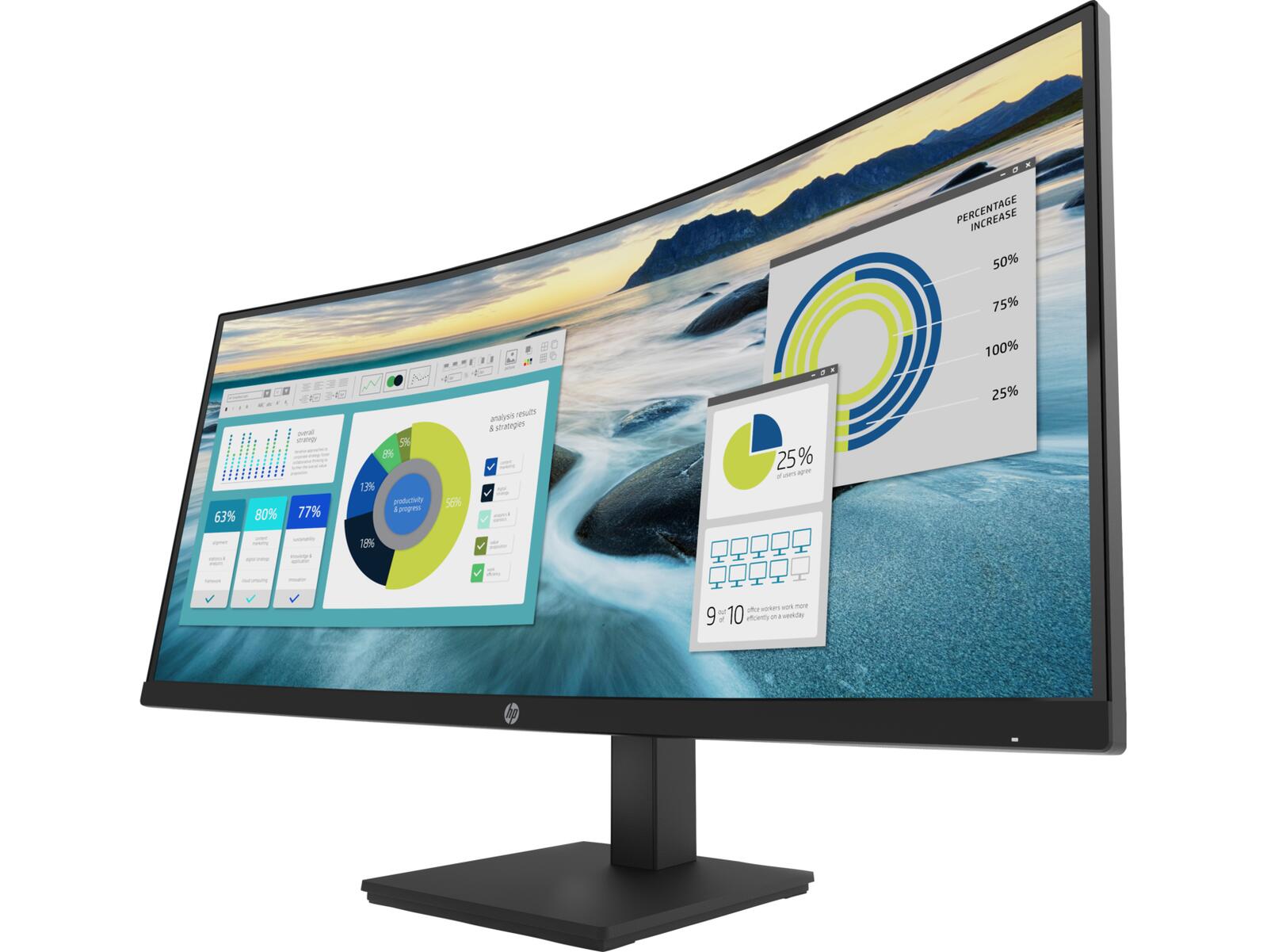 Écran incurvé HP P34hc G4 86,36 cm (34 pouces) WQHD, VA, 5 ms, HDMI, DisplayPort, USB-C, 100 Hz