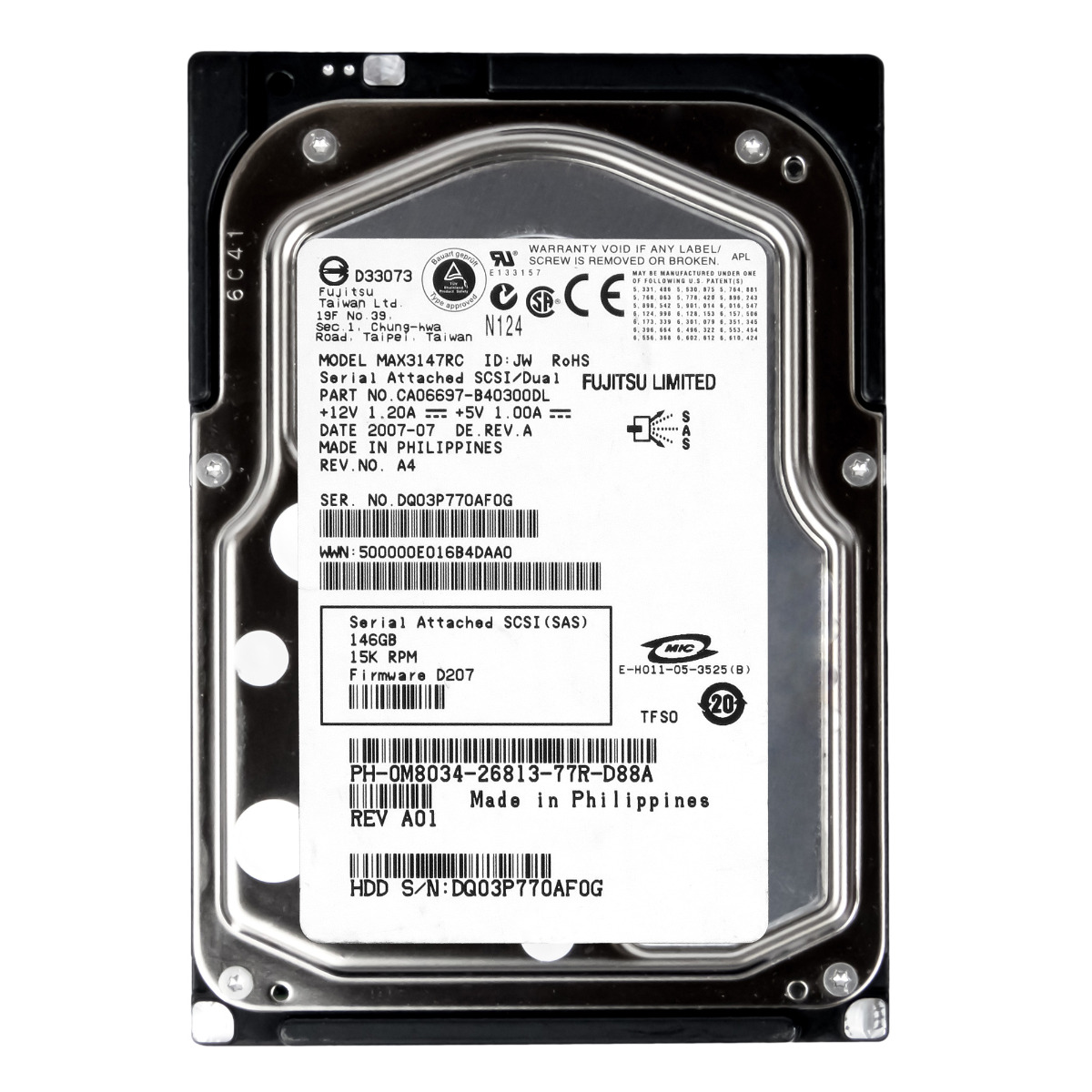 DELL 0M8034 146GB 15K 16MB SAS 3.5'' MAX3147RC