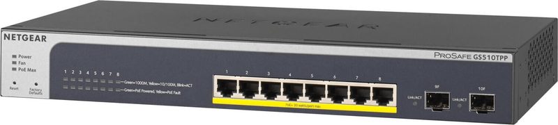 Netgear GS510TPP Commutateur Pro Smart géré 8 ports Gigabit PoE avec 2 ports SFP Gigabit